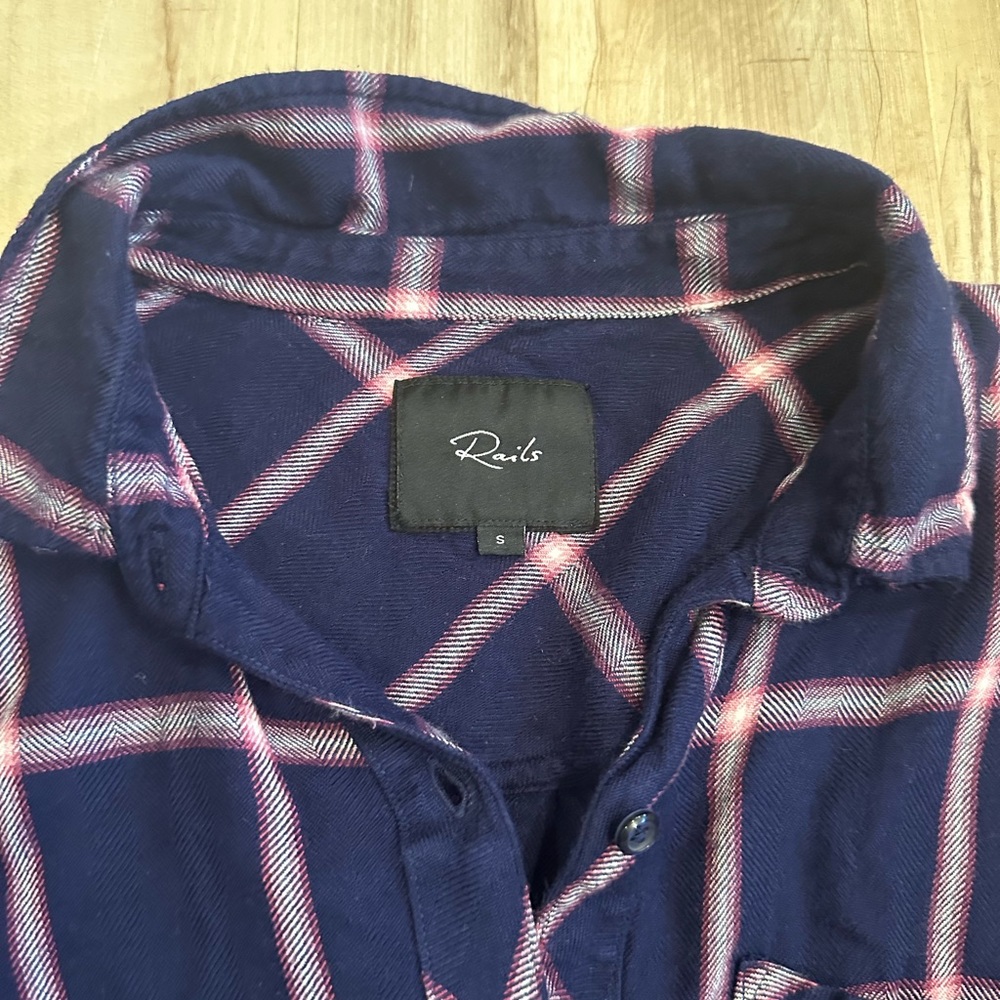 Rails Hunter Button Down In Sapphire Magenta - image 6